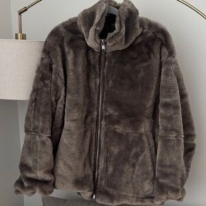 H&M Taupe Faux Fur Coat
